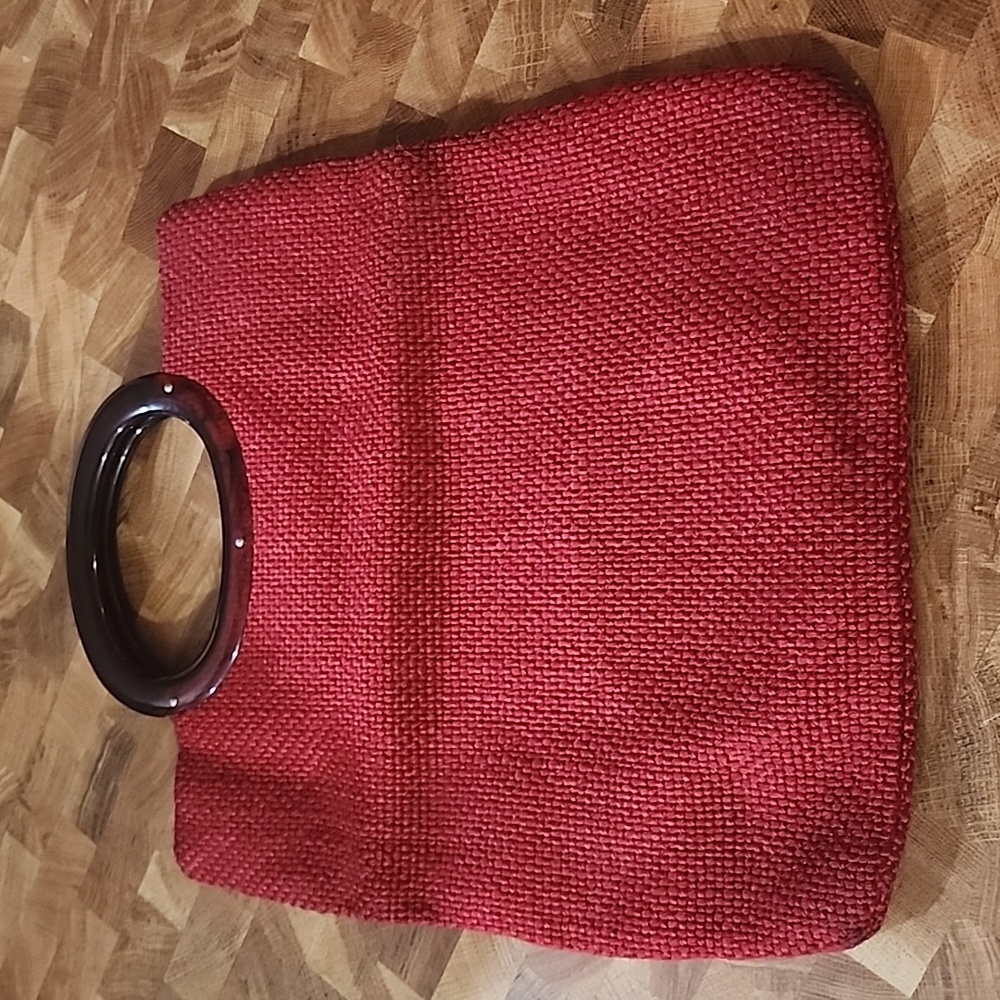 Vintage MCM red Jute Hand bag clutch - Picture 3 of 16